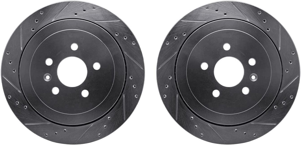 Rear Brake Rotors-Drilled and Slotted-Silver 7002-55008