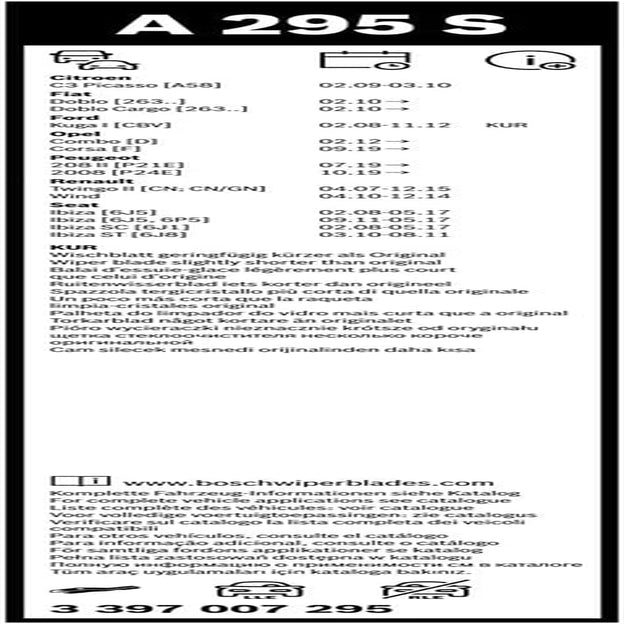 3397007295, Wiper Blade Set Aerotwin A295S, Length: 600/400