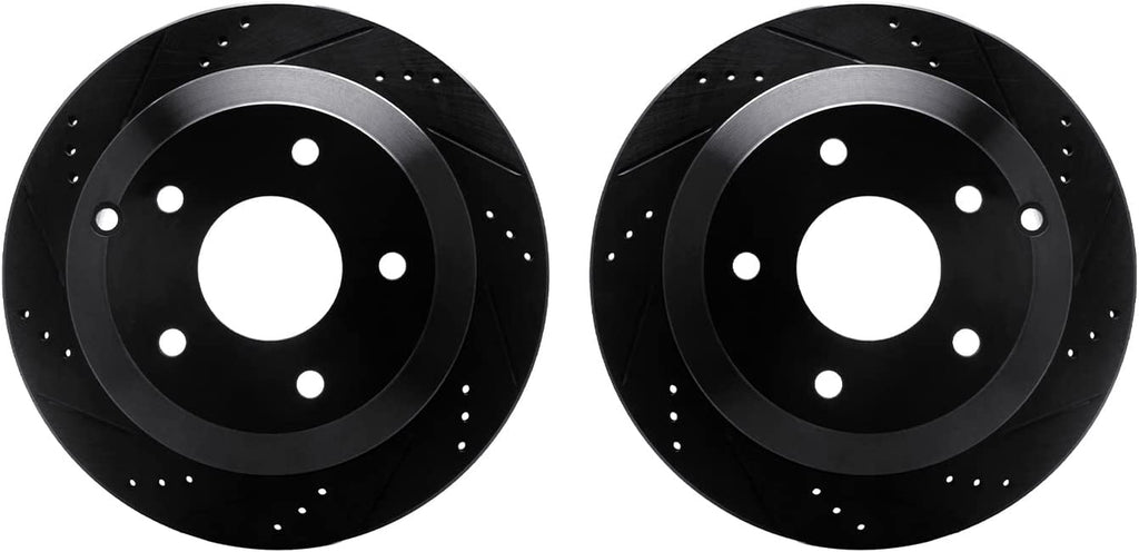 Rear Brake Rotors-Drilled and Slotted-Black 8002-52029