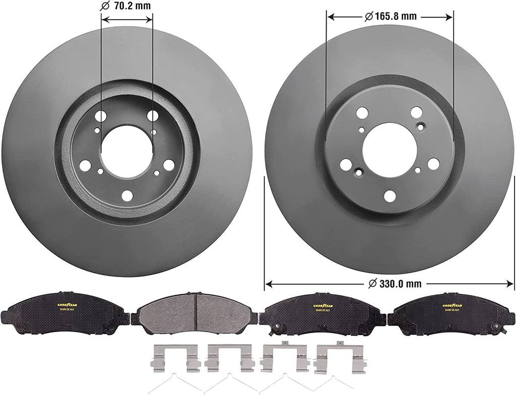 Front Brake Rotors & Carbon-Ceramic Pads Kit for Acura MDX RLX ZDX Honda Pilot