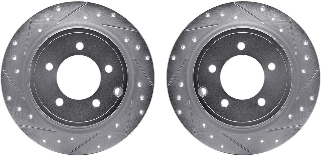 Rear Brake Rotors-Drilled and Slotted-Silver 7002-39018
