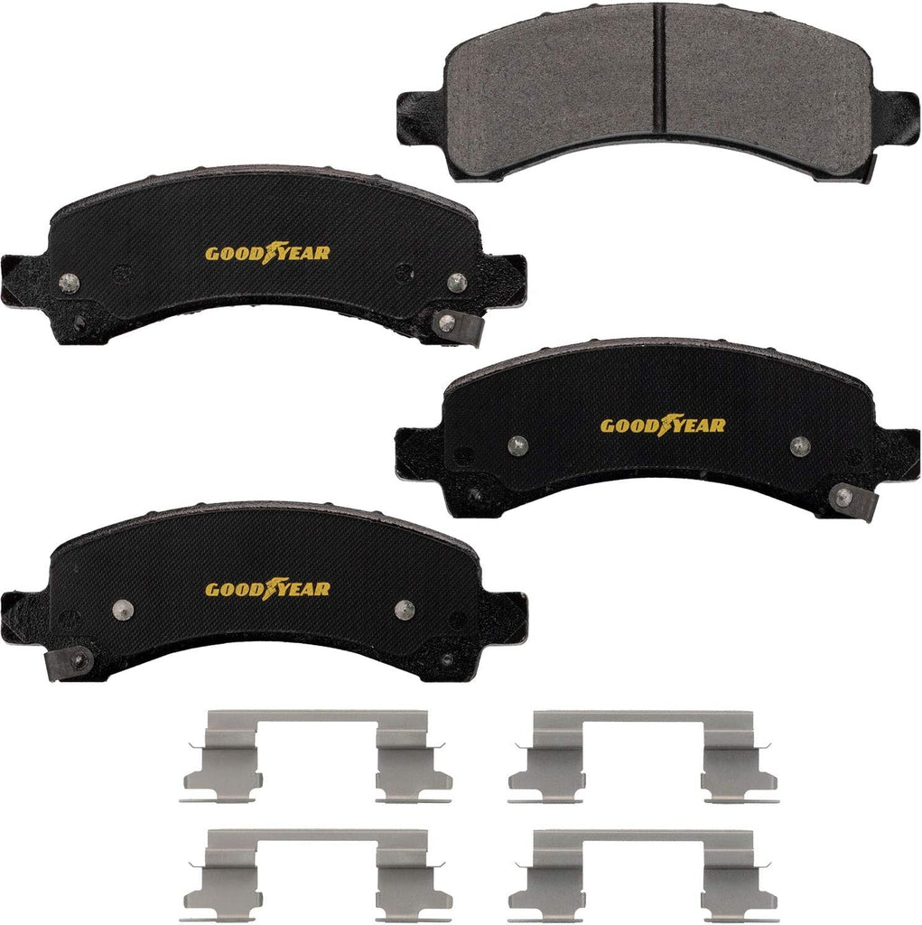 Vehicle Front Brake Bundle with Truck and SUV Carbon Ceramic Rear Disc Brake Pads Set and Premium Antiox Coated Rear Brake Rotors