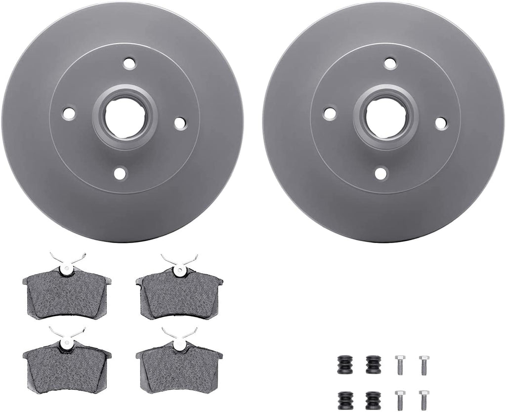Rear Geospec Brake Rotors with 5000 Euro Ceramic Brake Pads Includes Hardware 4612-13409