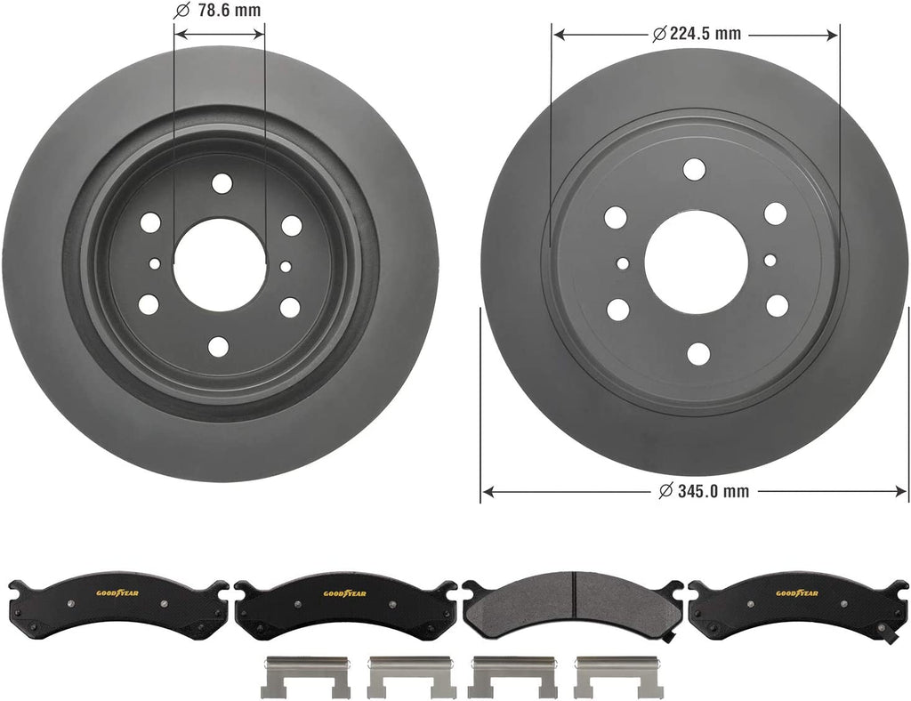 PRK47680R, Rear Truck & SUV Brake Bundle with Pair (2) of Antiox Coated Brake Rotors and Carbon-Ceramic Brake Pads