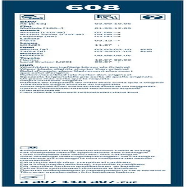 Wiper Blade Twin 608, Length: 600Mm/550Mm – Set of Front Wiper Blades