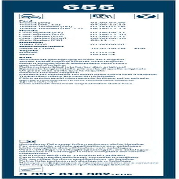 Bosch Wiper Blade Twin 655, Length: 650Mm/550Mm – Set of Front Wiper Blades