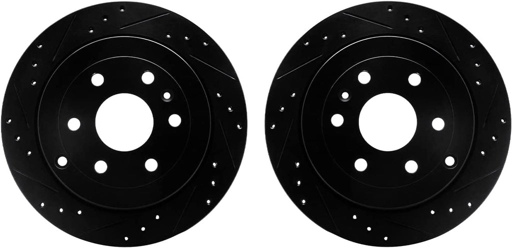 Rear Brake Rotors-Drilled and Slotted-Black 8002-48052