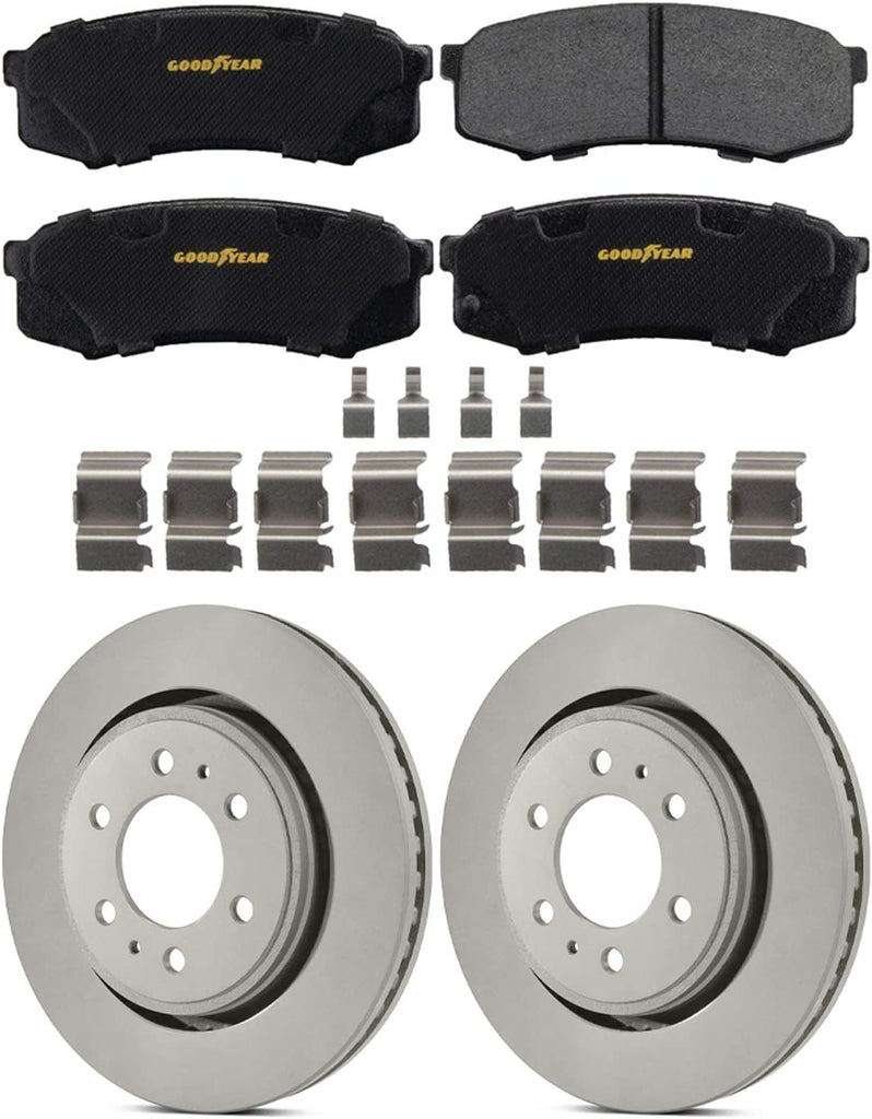 GYD606 Truck and SUV Carbon Ceramic Rear Disc Brake Pads Set and 212792GY Truck and SUV Antiox Coated Vented Rear Brake Rotor (2 Pack)