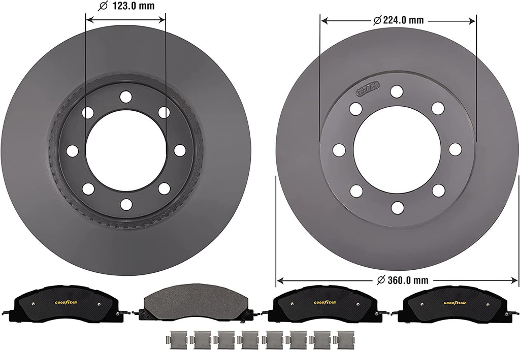 Front Brake Rotors & Carbon-Ceramic Pads Kit for Dodge Ram 2500 3500 Ram 1500