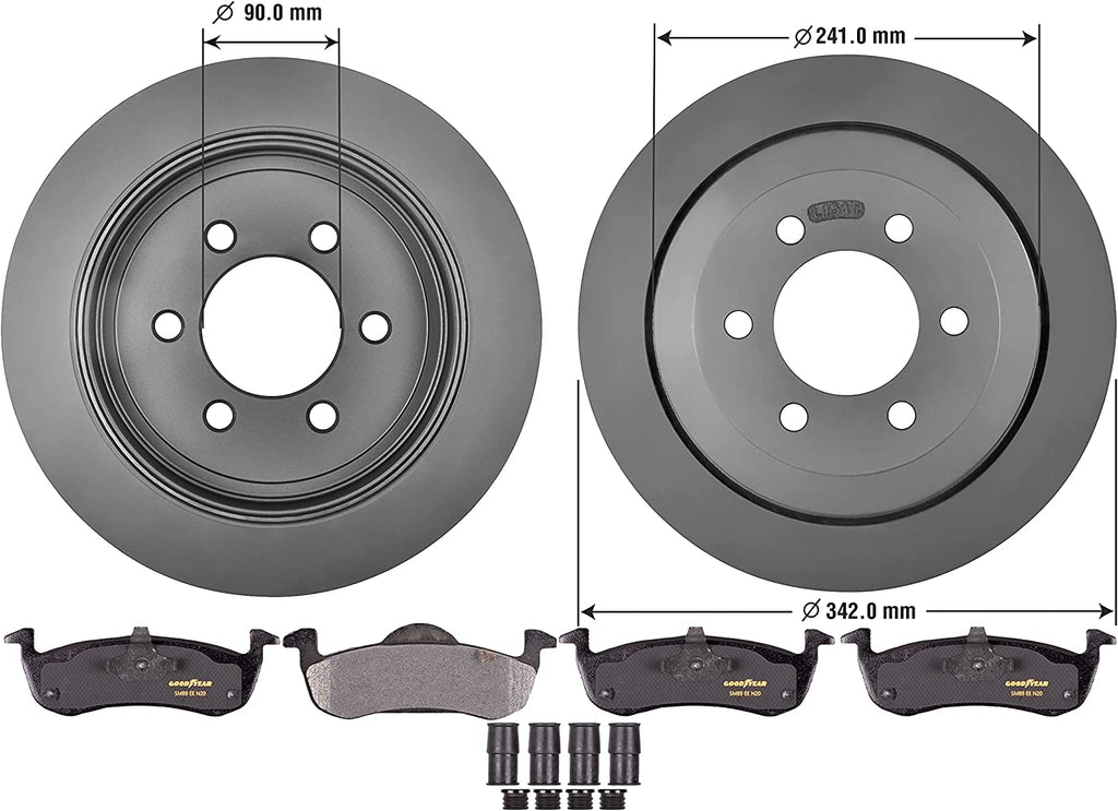 Rear Brake Rotors Carbon-Ceramic Pad for 07-17 Ford Expedition Lincoln Navigator
