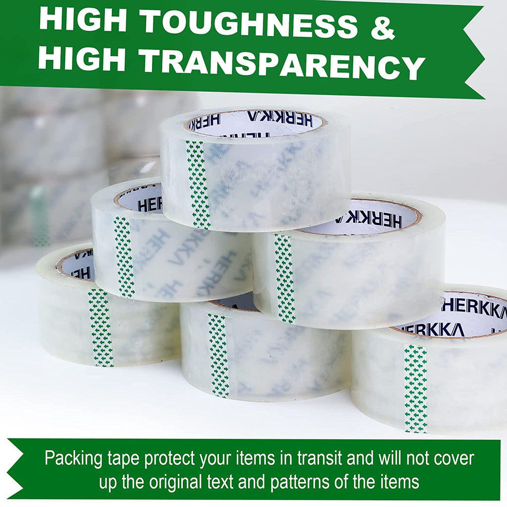 Clear Packing Tape,  18 Rolls Heavy Duty Packaging Tape for Shipping Packaging Moving Sealing, Thicker Clear Packing Tape, 2 Inches Wide, 65 Yards per Roll, 1170 Total Yards