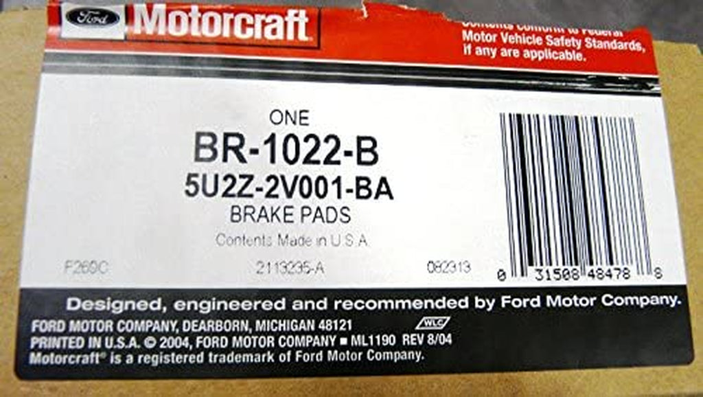 Oem Factory 2004 2005 2006 2007 Freestar Monterey  Motorcraft Brake Front Pads Shoes Disc Br-1022-B