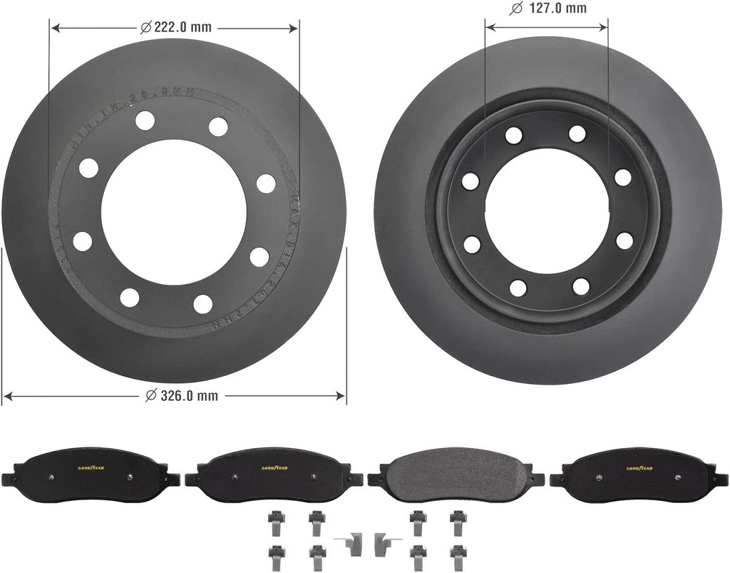 PRK54742R, Rear Truck & SUV Brake Bundle with Pair (2) of Antiox Coated Brake Rotors and Carbon-Ceramic Brake Pads