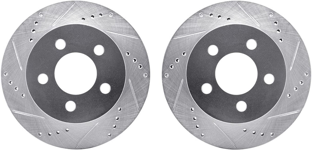 Front Brake Rotors-Drilled and Slotted-Silver 7002-42012