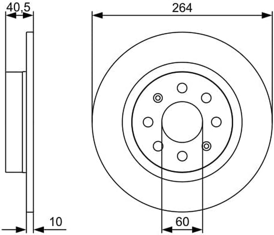 Brake Disc Full 264Mm 8Mm 60Mm Fits FIAT Punto OPEL Adam Corsa VAUXHALL 2005-