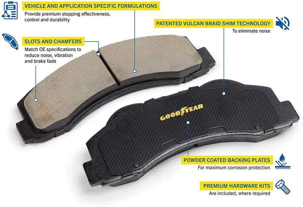 GYD1313 Premium Ceramic Automotive Rear Disc Brake Pads Set Bundle with  2 Pack 2138076GY Truck and SUV Premium Antiox Coated Rear Brake Rotor