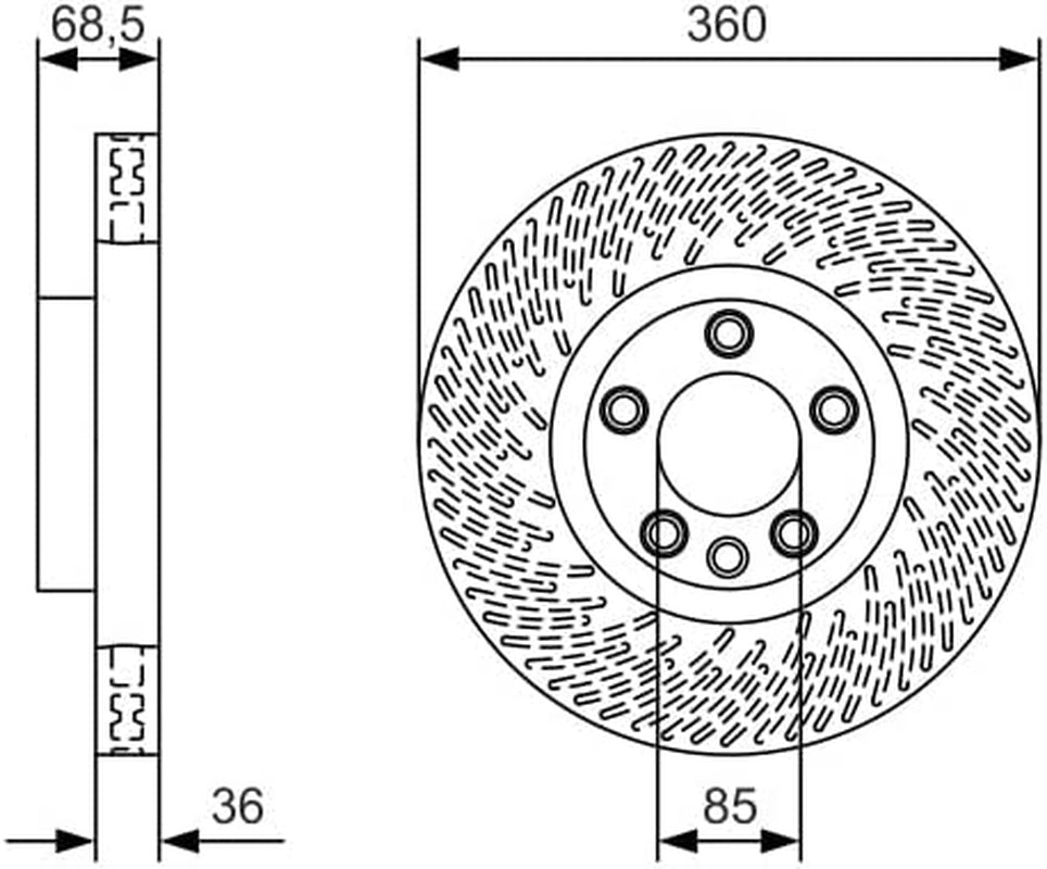 Front Brake Disc Carbon 359.9Mm 34Mm 85Mm Fits PORSCHE Cayenne VW 2010-