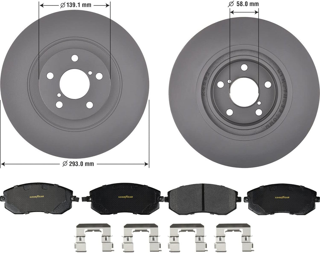 Front Brake Rotors & Ceramic Pads Kit for Toyota 86 Subaru BRZ & More Goodyear