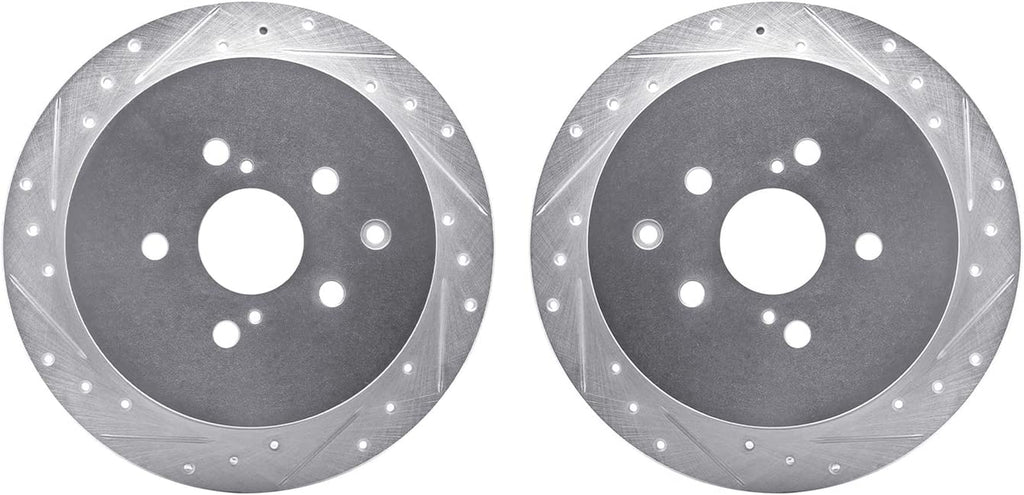 Rear Brake Rotors-Drilled and Slotted-Silver 7002-76119