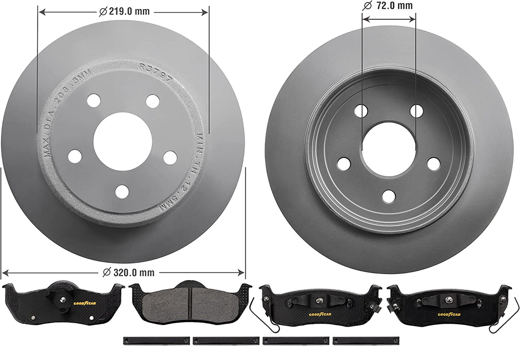 Rear Brake Rotors & Carbon-Ceramic Pads Kit for Jeep Commander Grand Cherokee