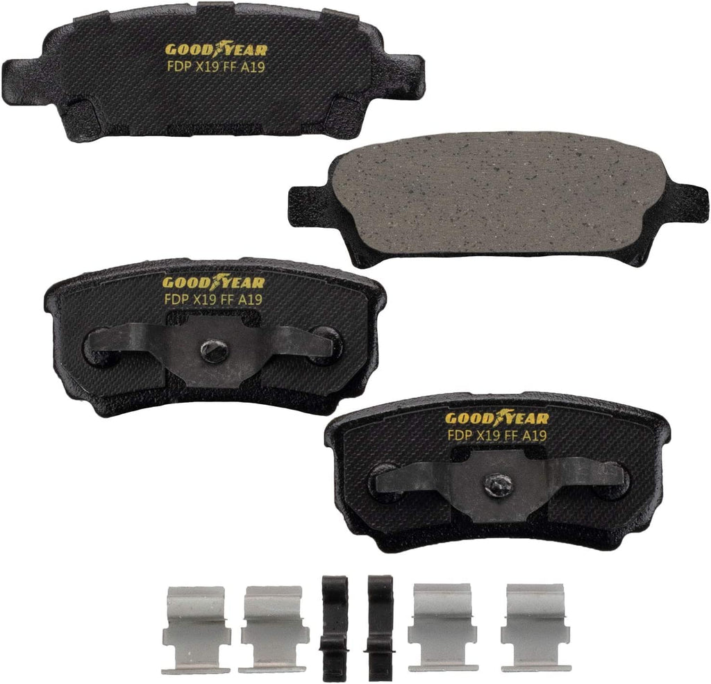 GYD1037 Premium Ceramic Automotive Rear Disc Brake Pads Set Vehicle Replacement Part for Chrysler, Sebring, Dodge Avenger & More