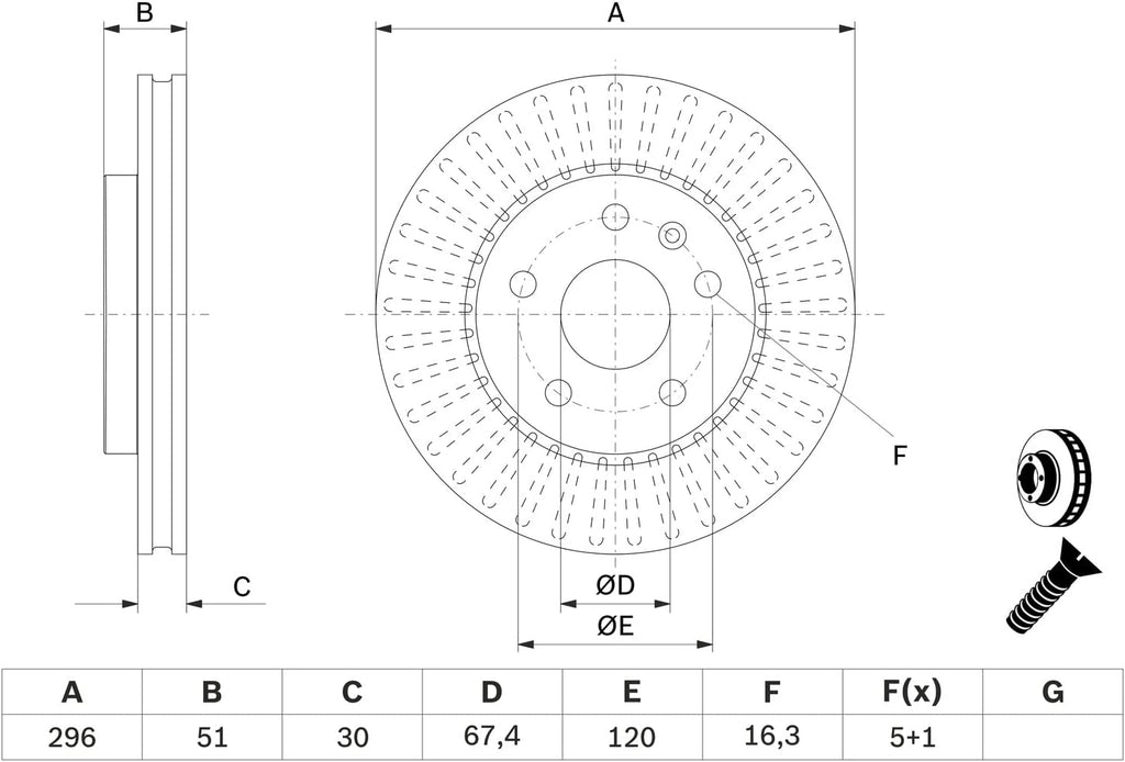 Brake Disc 296Mm 27Mm 67.4Mm Fits CHEVROLET OPEL Insignia SAAB VAUXHALL 2008-