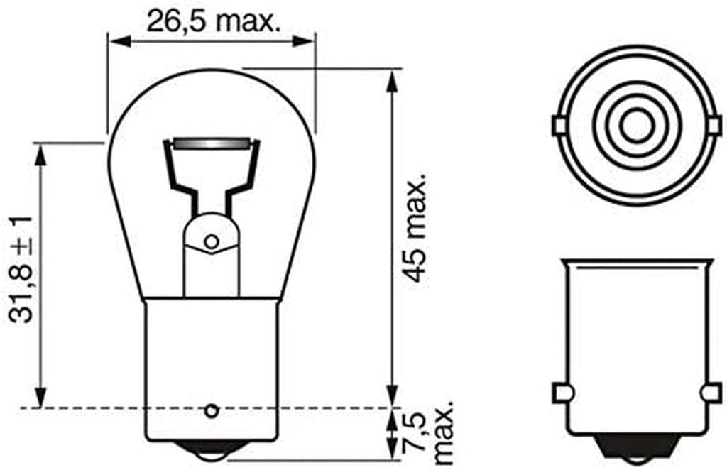 P21W (382) Longlife Daytime Car Light Bulbs - 12 V 21 W Ba15S - 2 Bulbs