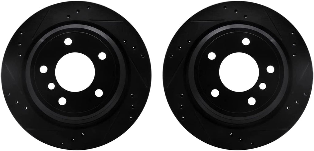 Rear Brake Rotors-Drilled and Slotted-Black 8002-31093