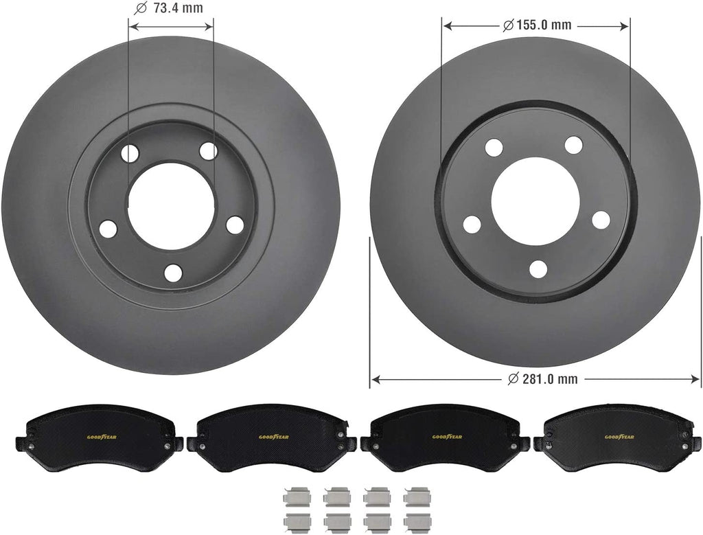 Front Brake Rotors Ceramic Pads Kit for 01-07 Chrysler Dodge Mini Van PRK39639F