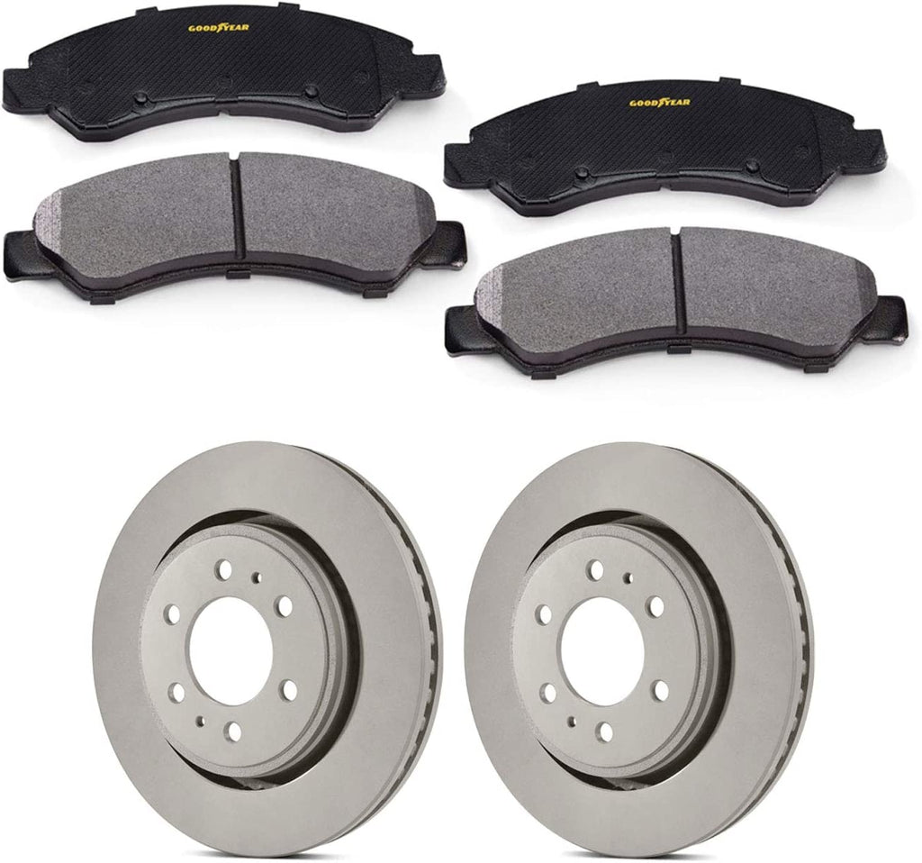 GYD1033 Premium Ceramic Automotive Rear Disc Brake Pads Set Bundle with  2 Pack 214580GY Truck and SUV Premium Antiox Coated Rear Brake Rotor