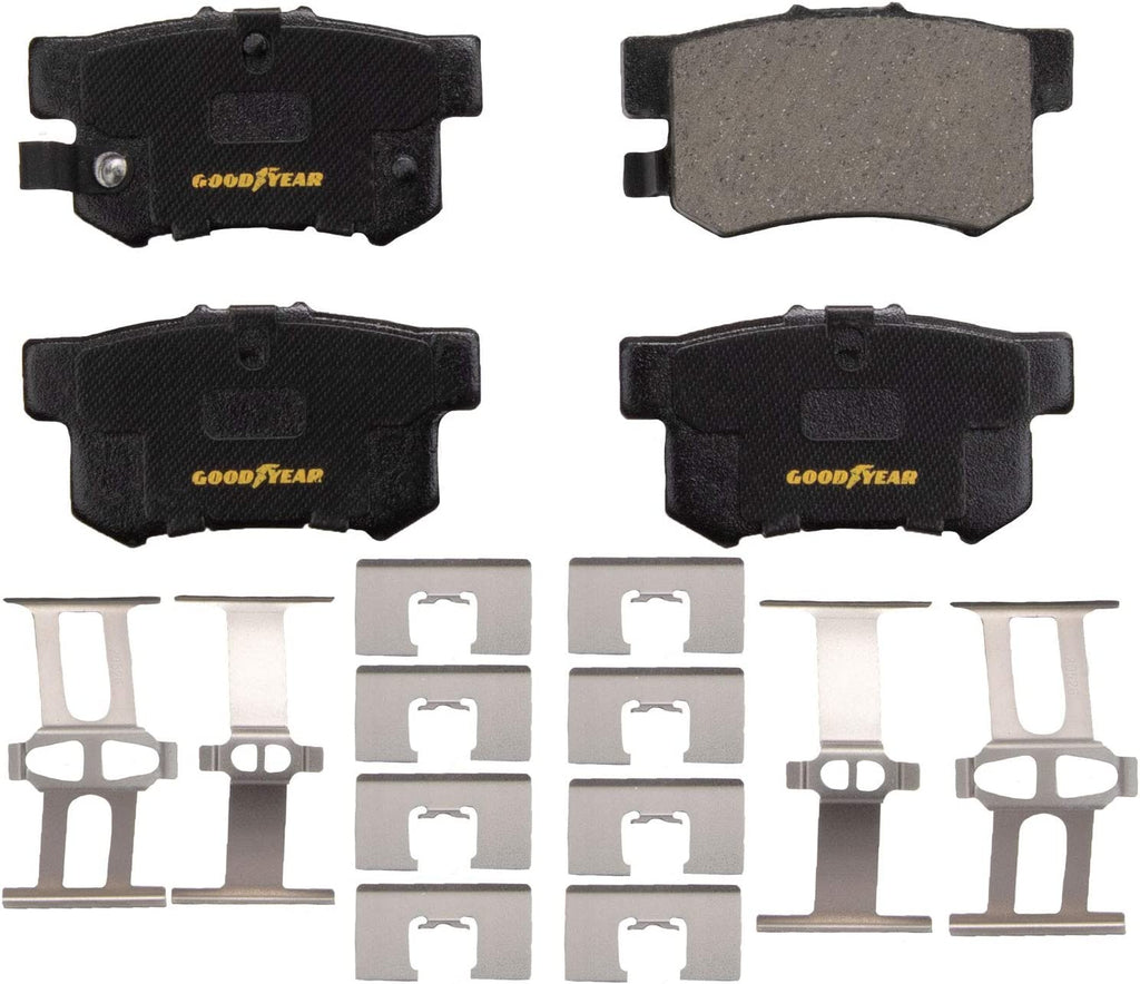 GYD537 Premium Ceramic Automotive Rear Disc Brake Pads Set and 212512GY Truck and SUV Premium Antiox Coated Rear Brake Rotor