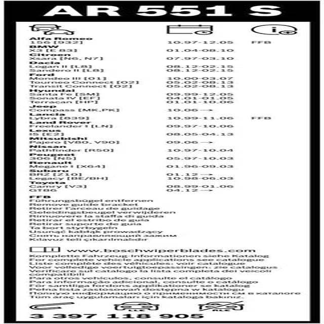 Wiper Blade Aerotwin AR551S, Length: 550Mm/500Mm – Set of Front Wiper Blades