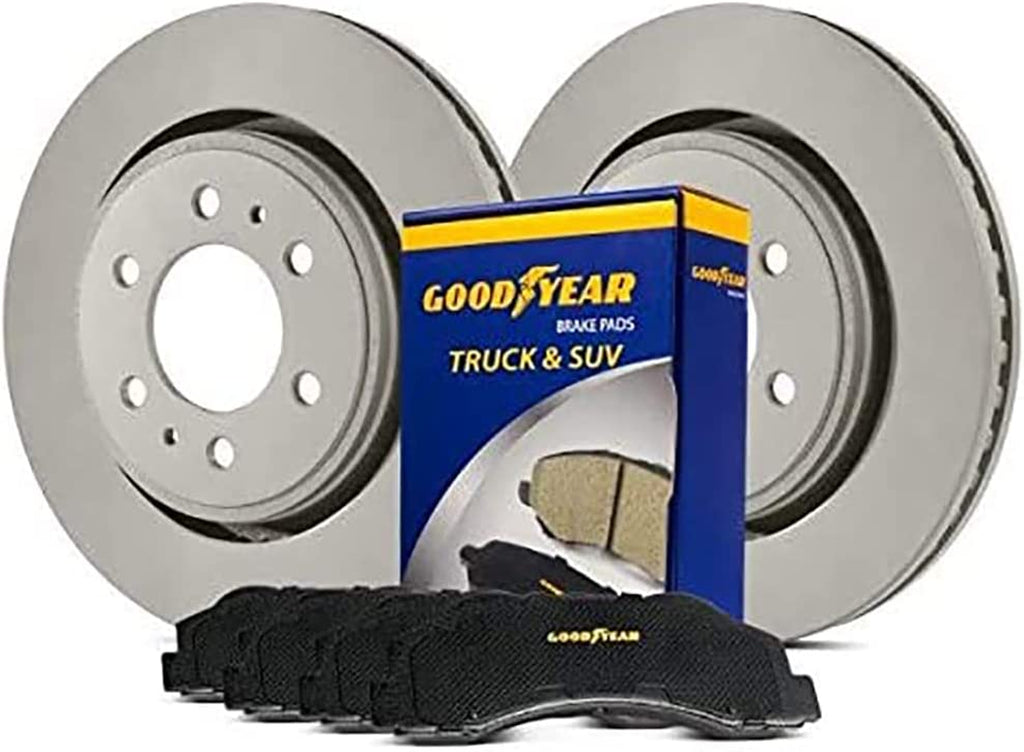 Vehicle Front Brake Bundle with Automotive Carbon Ceramic Truck and SUV Front Brake Pads and Premium Antiox Coated Rear Brake Rotors