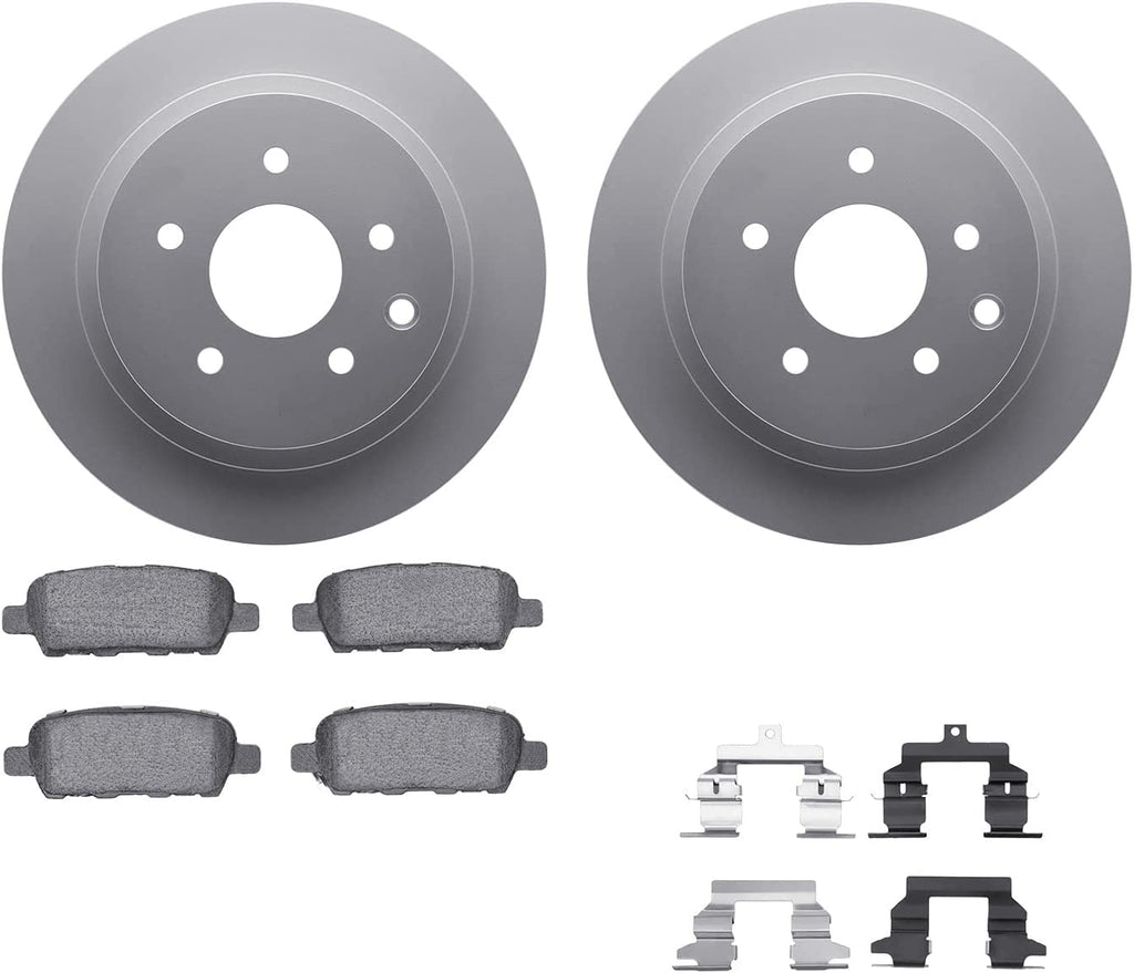 Rear Geospec Brake Rotors with 5000 Euro Ceramic Brake Pads Includes Hardware 4612-67009