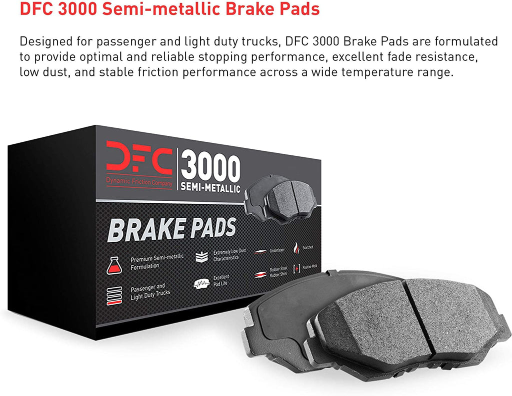 3000 Semi-Metallic Brake Pads 1311-0777-00-Front or Rear Set for 1999-2004 Ford F-450 Super Duty, 1999-2004 Ford F-550 Super Duty, 1999-2009 Ford F53, 2002 Ford E-550