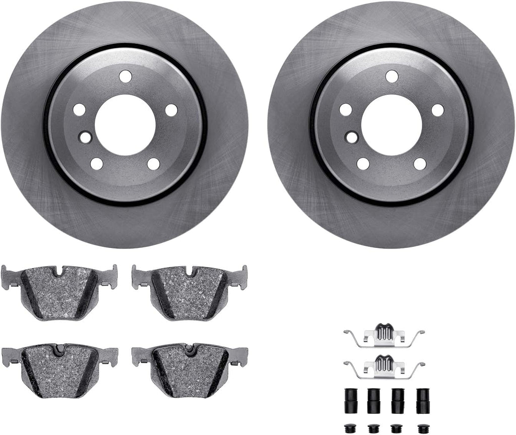 Rear Brake Rotors with 5000 Euro Ceramic Brake Pads Includes Hardware 6612-31251