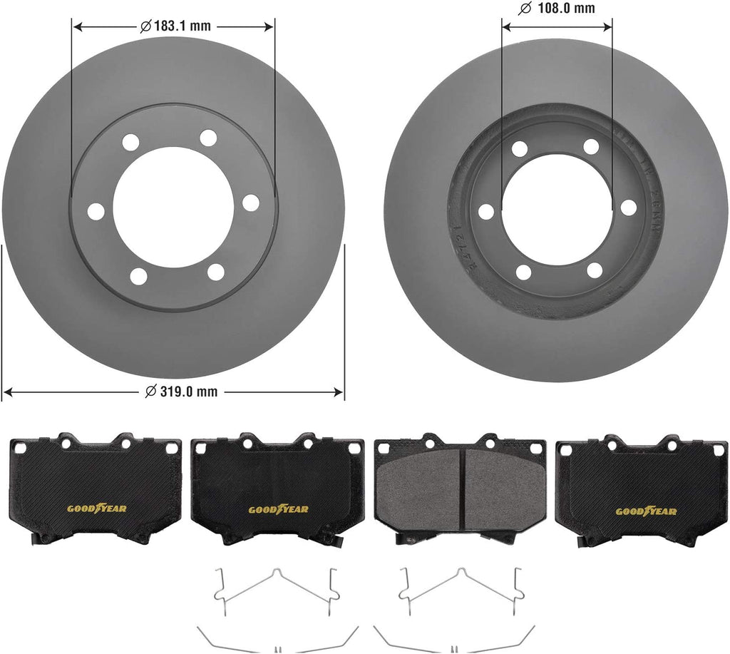 Front Brake Rotors & Carbon Ceramic Pads Kit for Toyota Tundra Sequoia PRK76835F