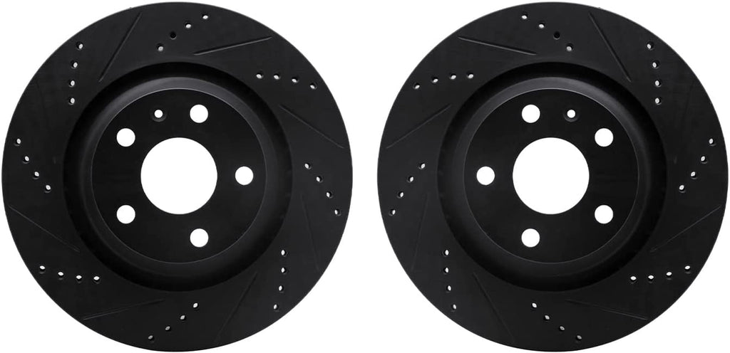 Rear Brake Rotors-Drilled and Slotted-Black 8002-73071