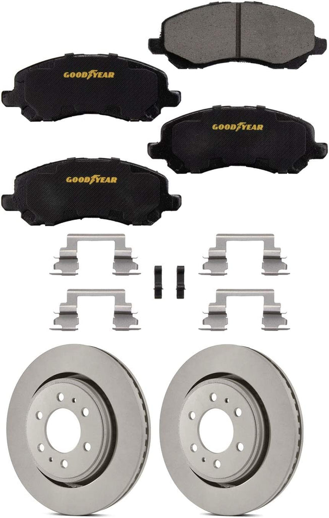 Goodyear Front Brake Kits Rotors & Ceramic Pads Antiox Max Coated Rotors Fit for Chrysler,Dodge,Jeep,Mitsubishi & More PRK39641F
