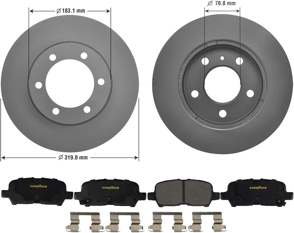 Rear Brake Rotors & Ceramic Pads Kit for Chevy Impala Buick Grand Prix & More