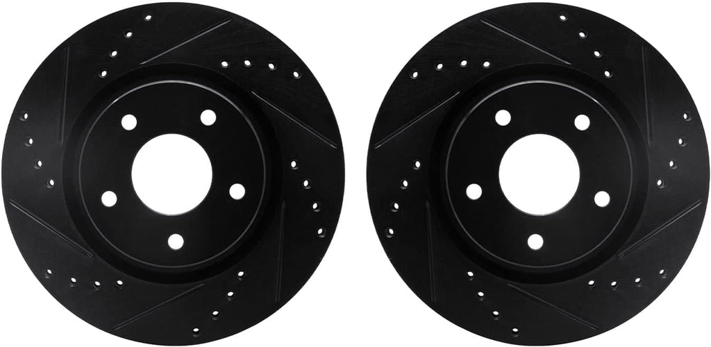 Front Brake Rotors-Drilled and Slotted-Black 8002-67055