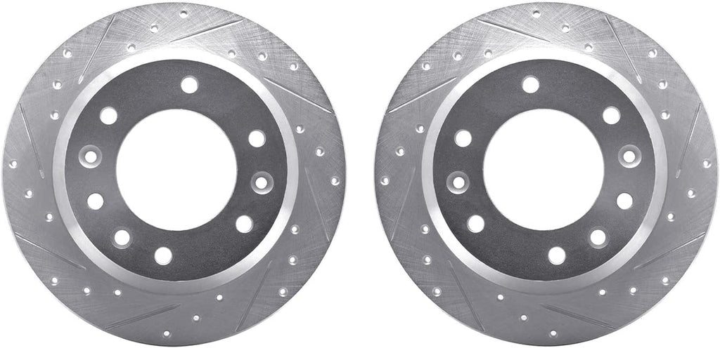Rear Brake Rotors-Drilled and Slotted-Silver 7002-21030