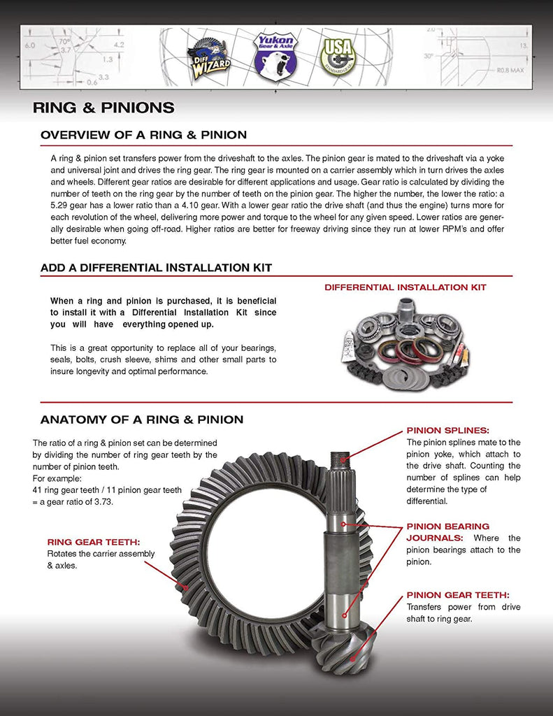 (ZG D44R-354R) Replacement Ring and Pinion Gear Set for Dana 44 Reverse Rotation Differential