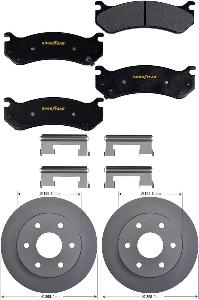 GYD785 Automotive Carbon Ceramic Truck and SUV Front Brake Pads and 214426GY Antiox Automotive Vehicle Vented Front Brake Rotor (2 Pack)