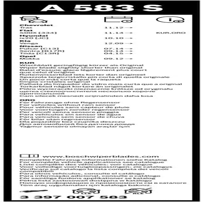 3397007583 Spazzole Tergicristallo Aerotwin Coppia a 583 S - Fuori Produzione