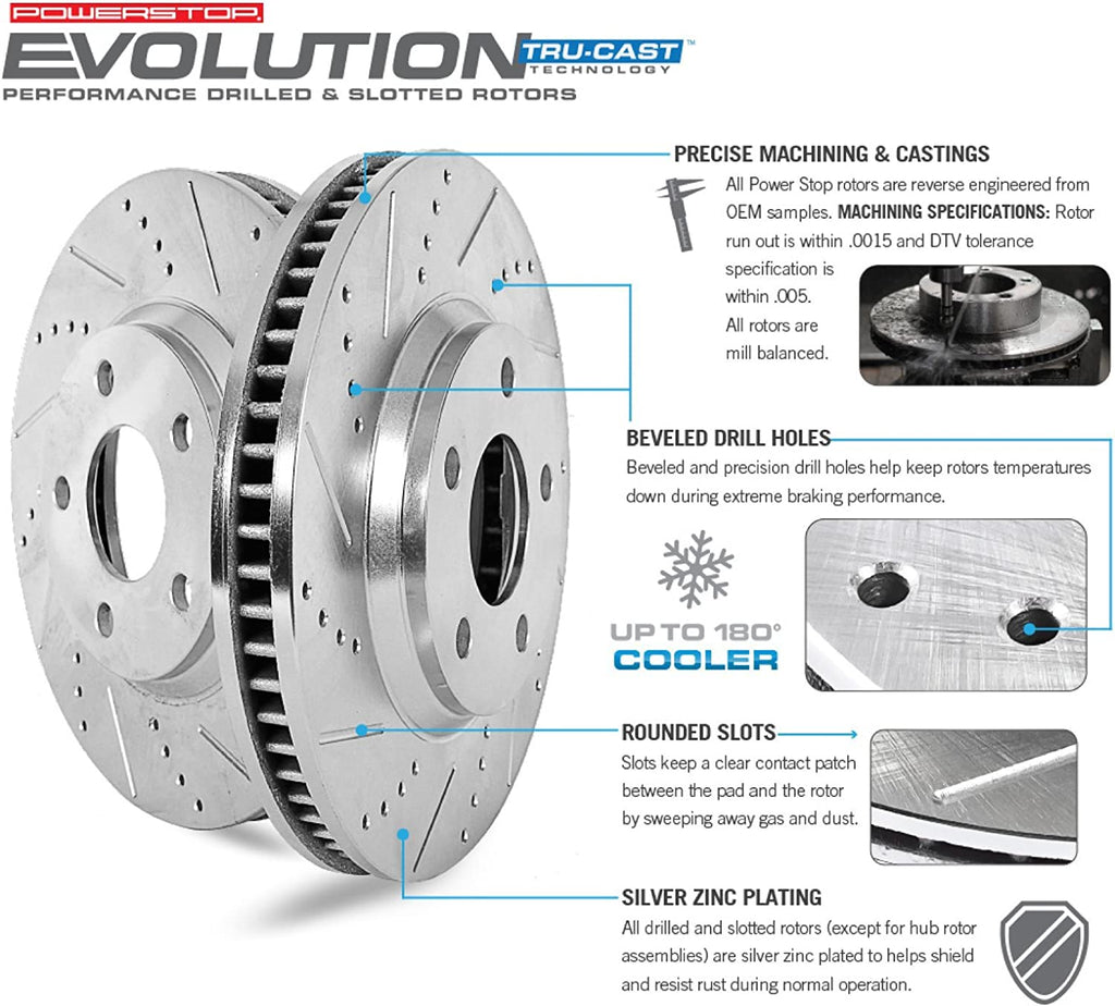 K6375 Front and Rear Z23 Carbon Fiber Brake Pads with Drilled & Slotted Brake Rotors Kit