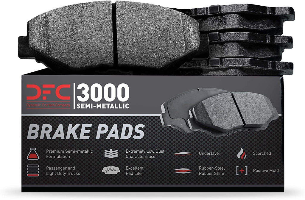 3000 Semi-Metallic Brake Pads 1311-1007-00-Front Set for 2003-2010 Porsche Cayenne, 2004-2007 Volkswagen Touareg, 2017-2018 Mercedes-Benz G550 4X4