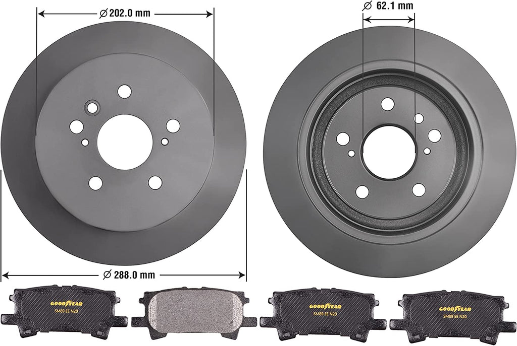 Rear Brake Rotors & Carbon-Ceramic Pads for Lexus RX330 Toyota Highlander & More