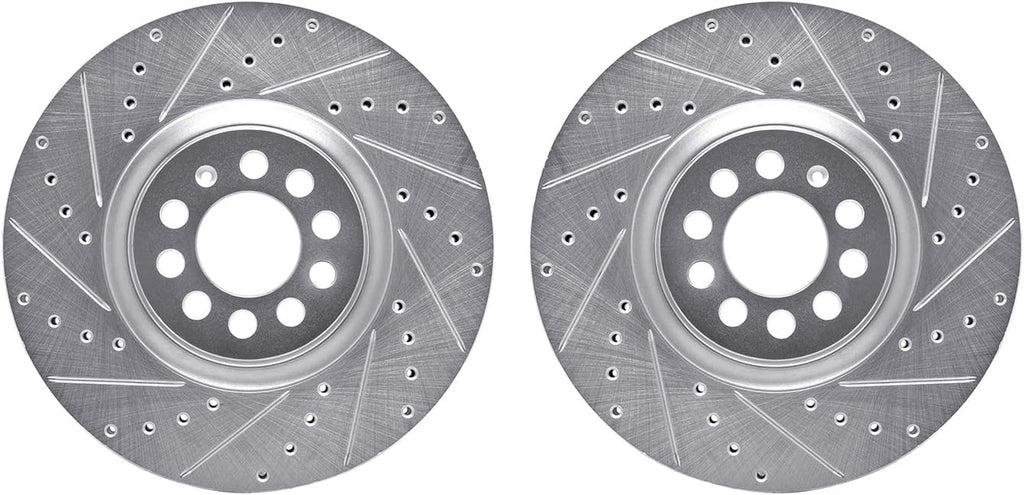 Front Brake Rotors-Drilled and Slotted-Silver 7002-74010