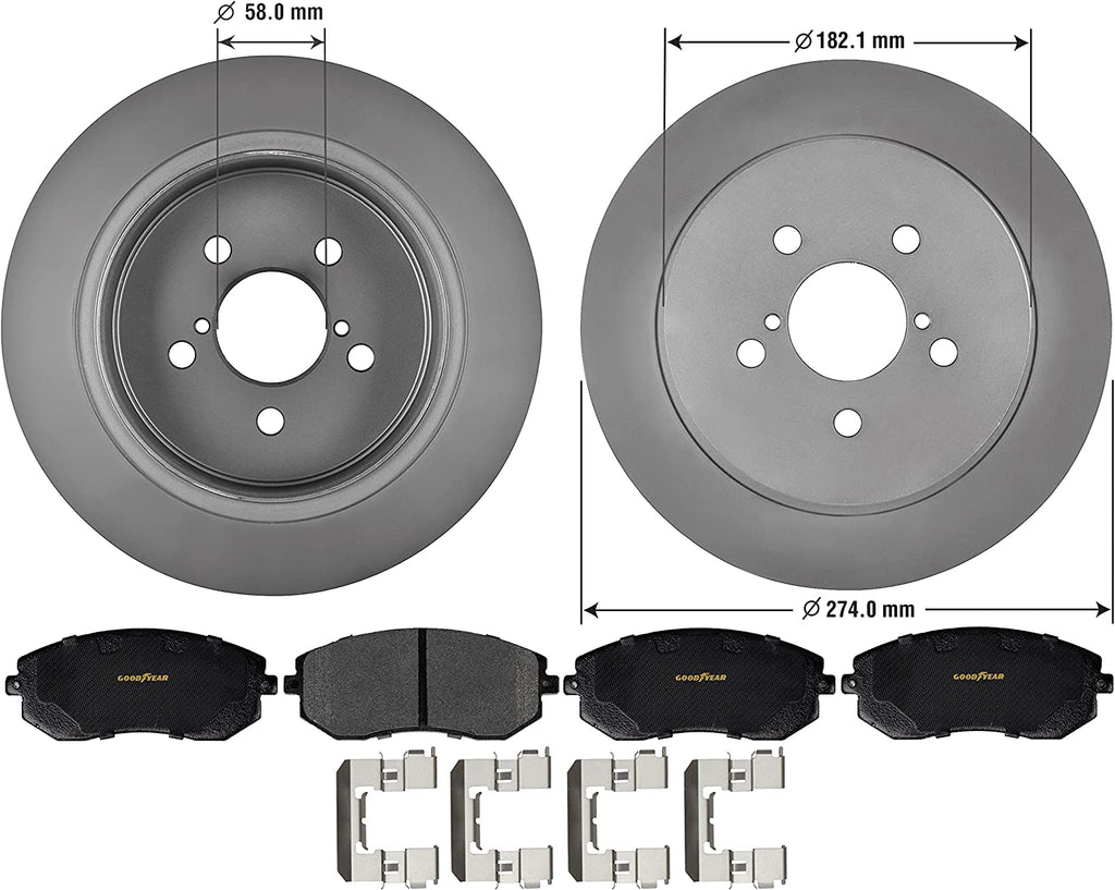 Rear Brake Rotors & Carbon-Ceramic Pads Kit for 2005-2009 Subaru Legacy Outback